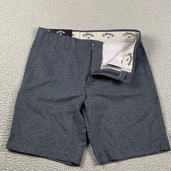 Callaway Golf Chino Shorts Men's 34 Blue Geometric Performance Stretch New - Picture 1 of 13